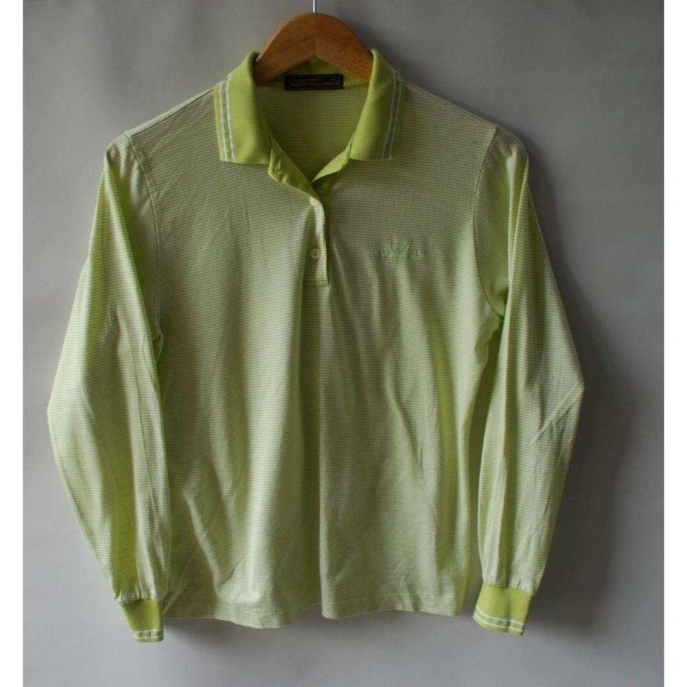 Vintage 90s Paolo Gucci Long Sleeve Knit Polo Size 95 (S) Lime Yellow – Used